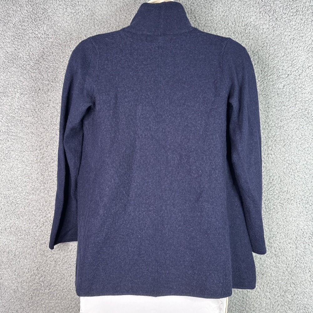 Tahari Women S Merino Wool Blend Wrap Jacket Navy Asymmetrical Toggle Coat - Picture 6 of 10